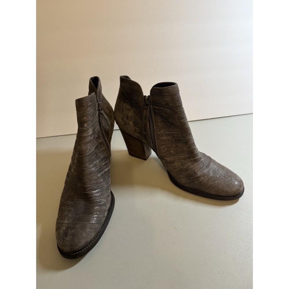 PAUL GREEN Boots Booties Leather Malibu Sliced Zip Ankle Boots Sz 7 Metallic